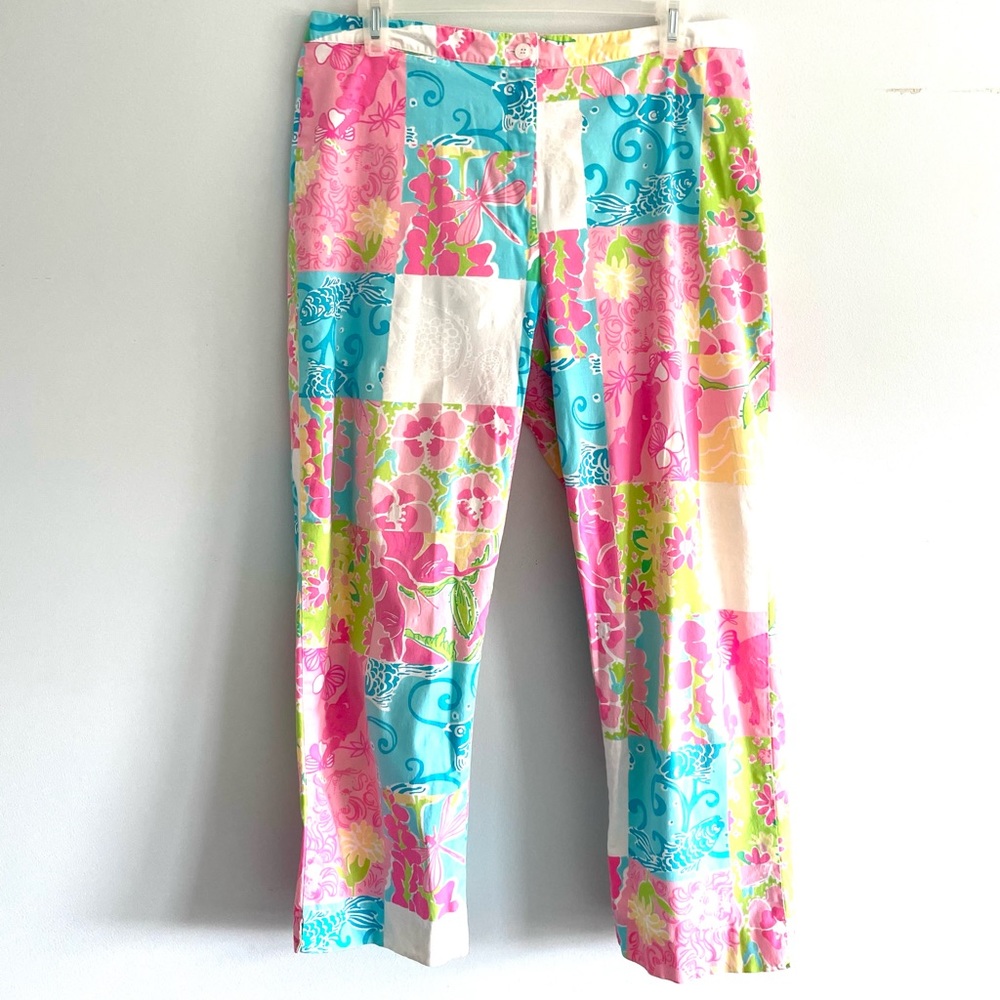 Lilly Pulitzer Liza Vintage Multi Petal Patch Capri Pants Womens 12